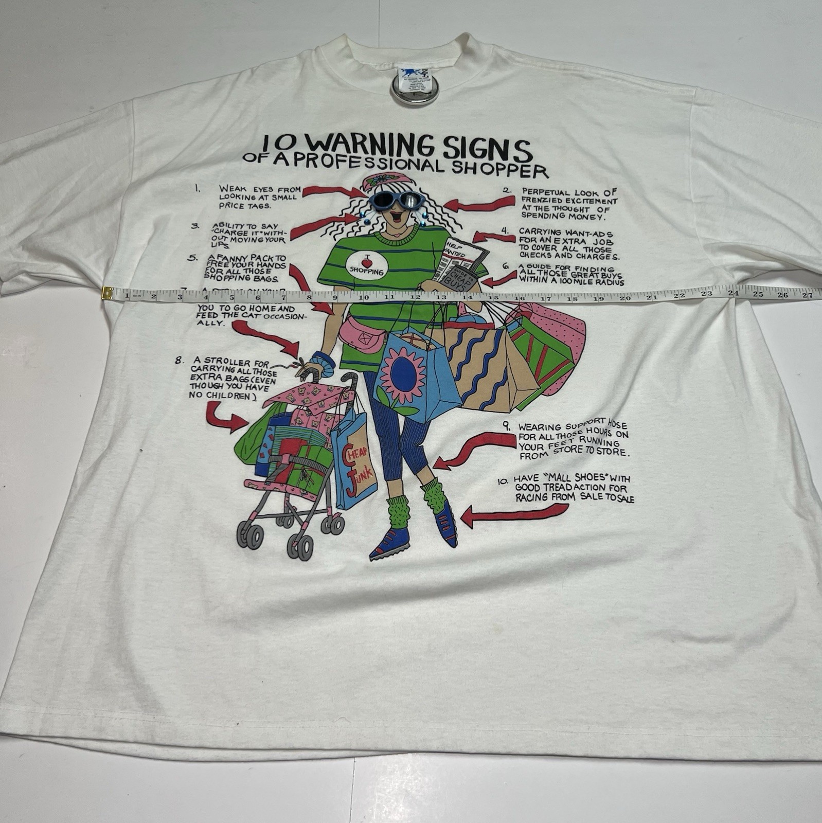 Vintage 1992 Funny Shopping T Shirt USA Made Graphic Novelty OSFA gallery