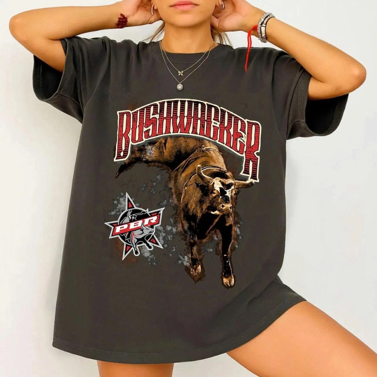 Retro Bull Rider Style Trendy Bushwacker Graphic Cotton Unisex T-Shirt