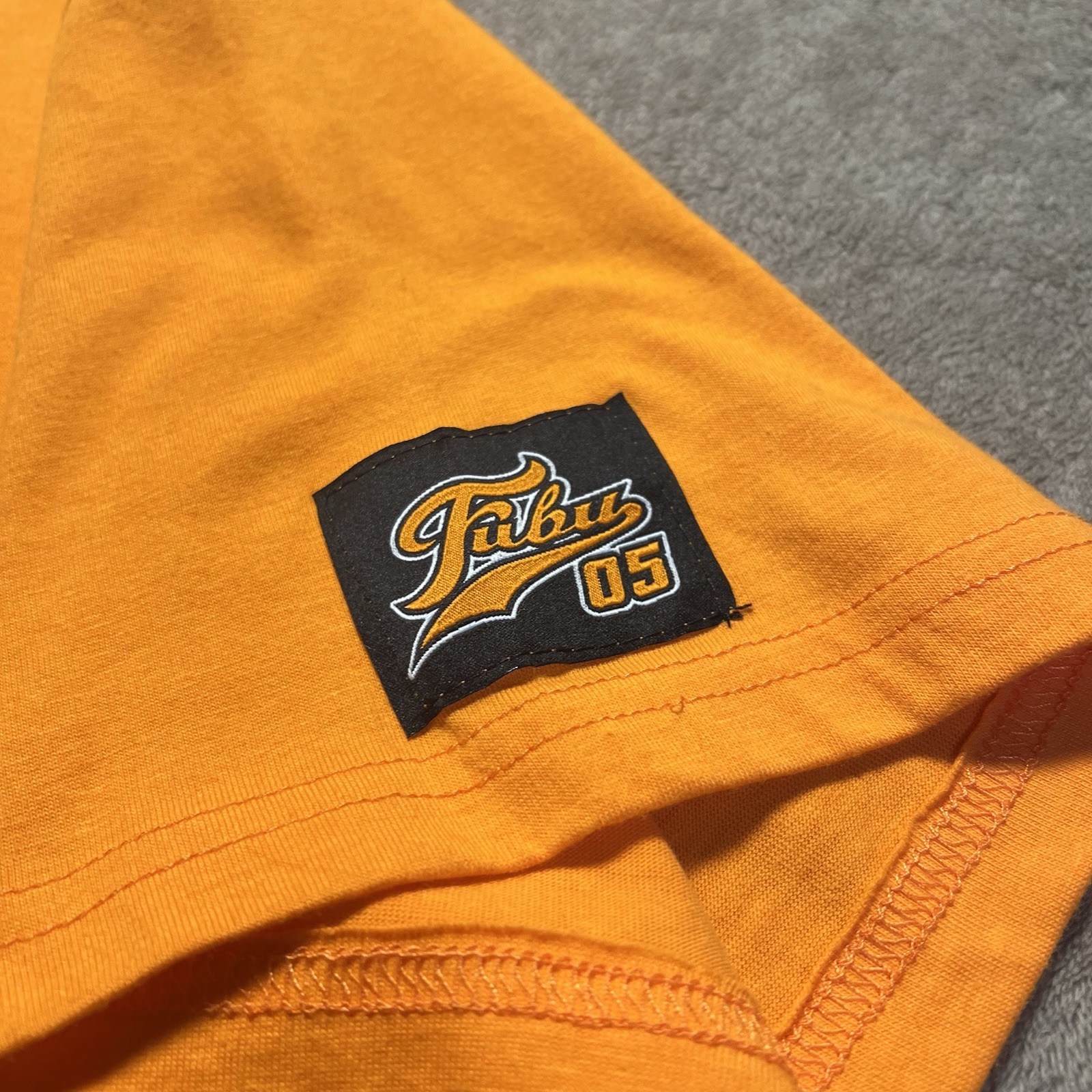 FUBU 05 Logo Tee Mens L Orange Hip Hop Streetwear Graphic Shirt gallery