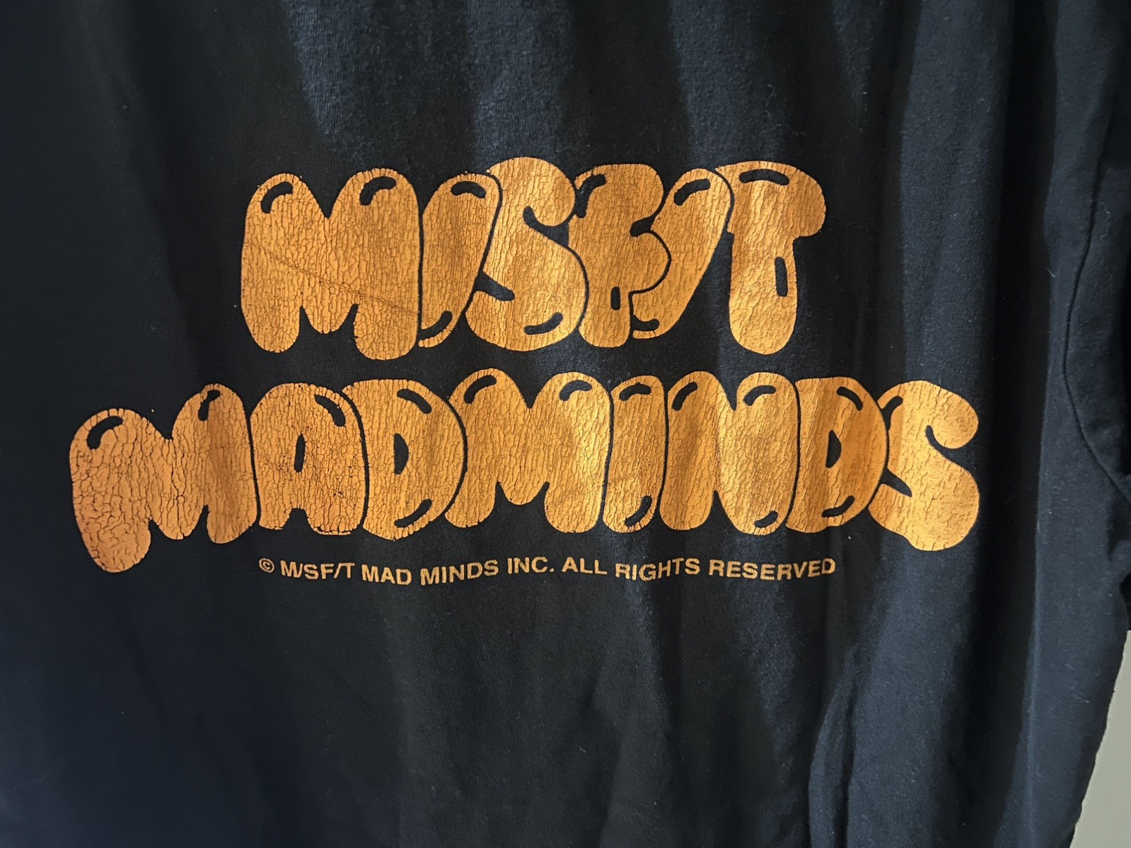 M/SF/T Misfit Mad Minds Take It Easy Mens T-Shirt Sz L Black Orange Graphic Tee gallery