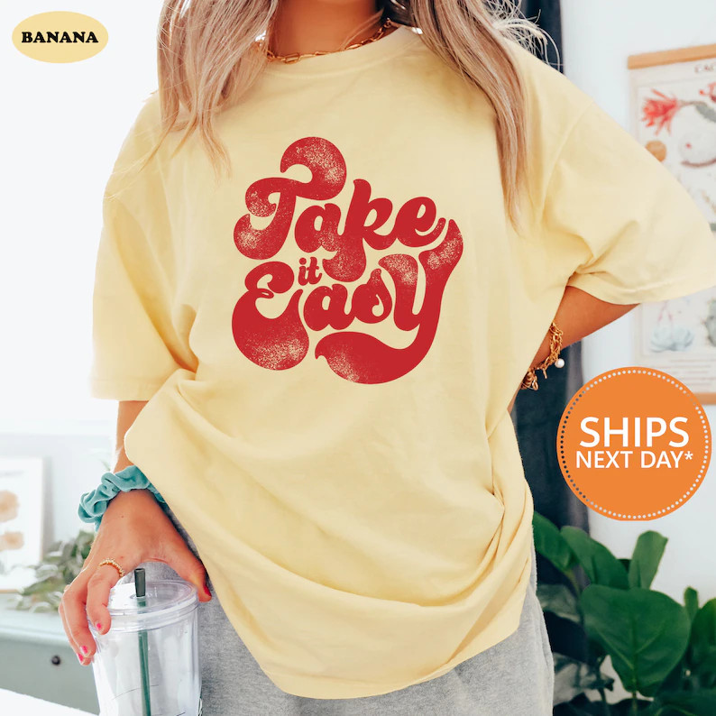 Take It Easy Bohemian Comfort Tee Retro Vintage Style Relaxed gallery