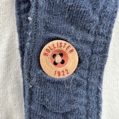 Hollister Men Medium Henley Raglan Baseball Shirt Blue White 3/4 Sleeve Y2K Surf