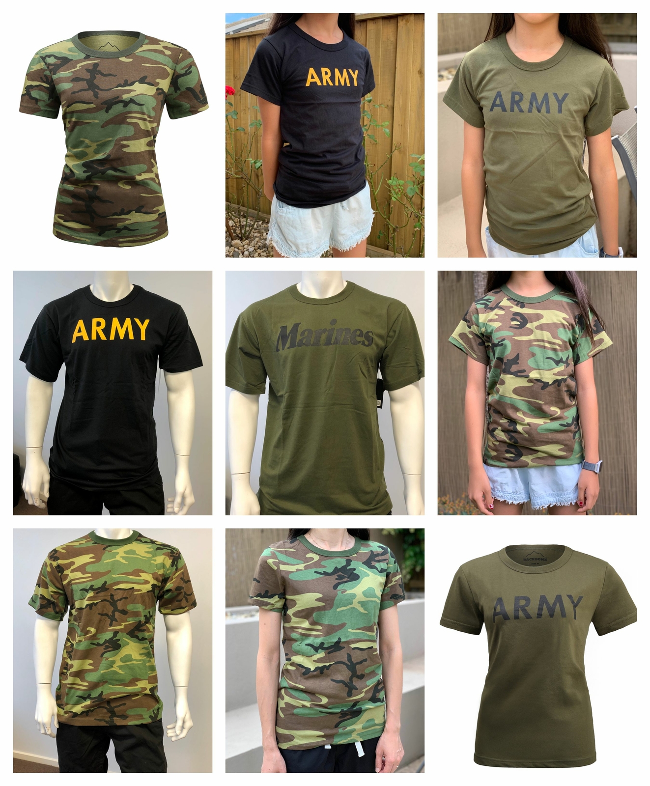 Mens Womens Kids Teens Army Training Gym Outdoor Running Casual T-SHIRT Tee Tank