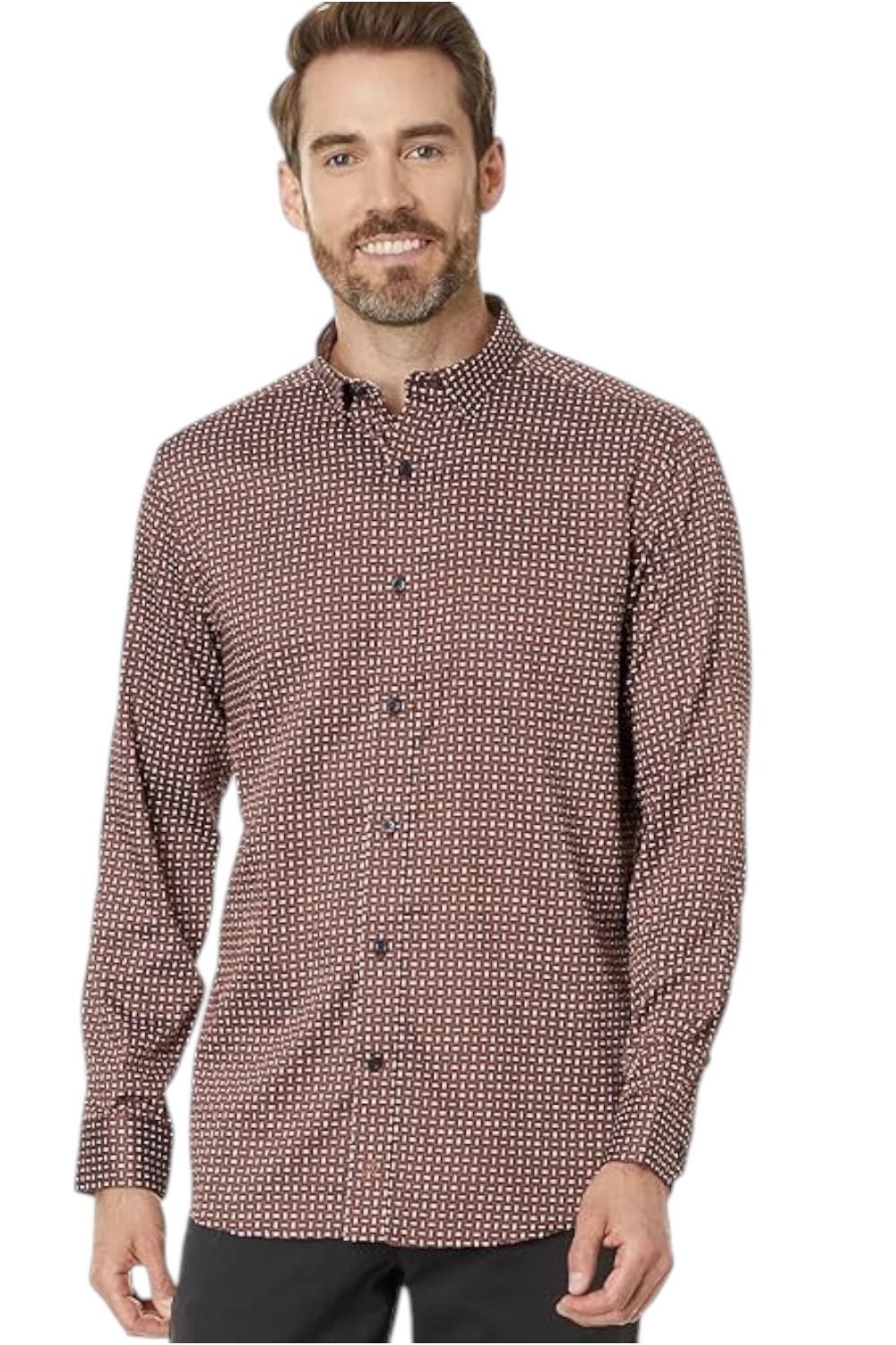 Johnston & Murphy Men's Ovals Print Men's Short Sleeve Knit Rust/Navy gallery
