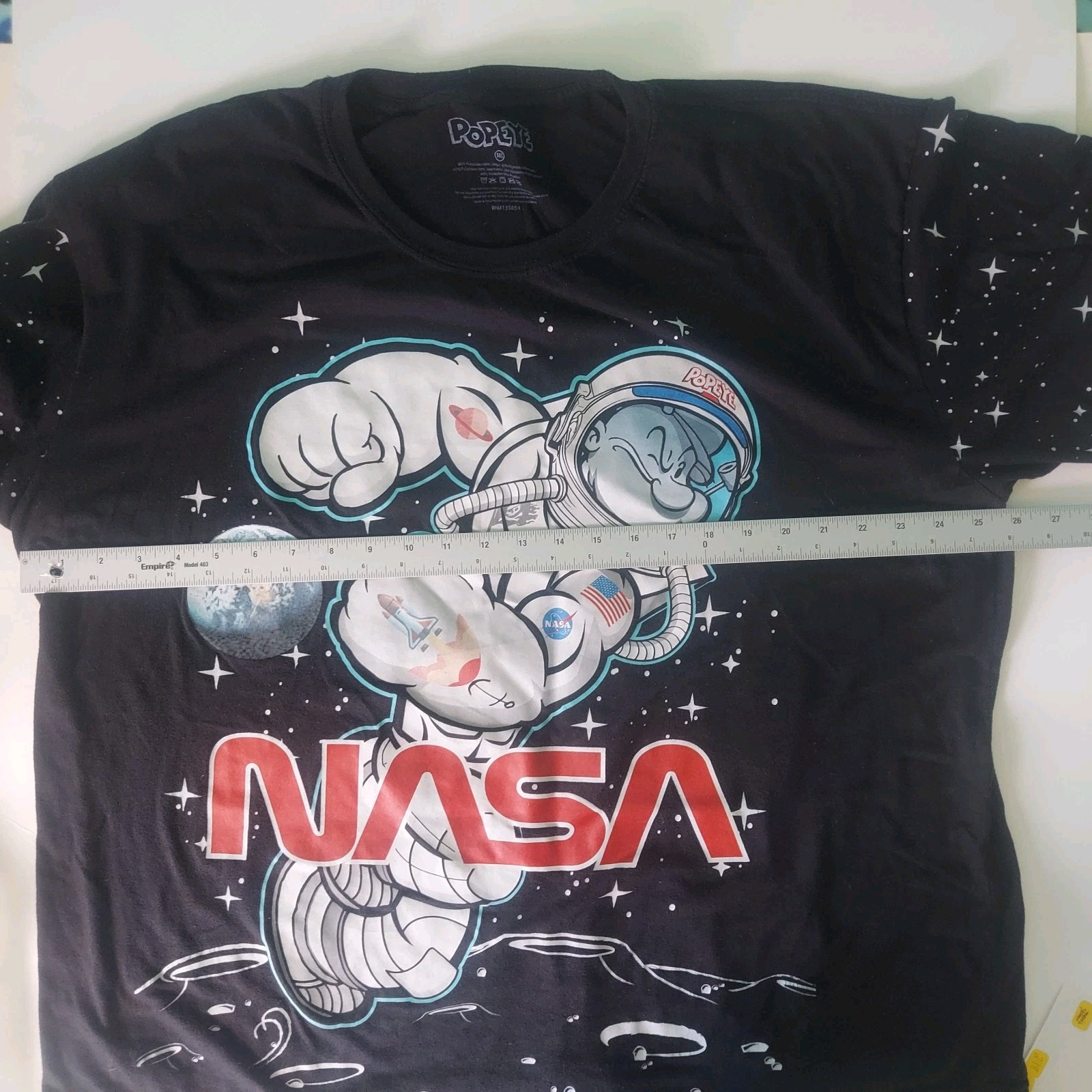 NASA Popeye Space Adult Mens Size 3XLarge Black Short Sleeve Shirt gallery