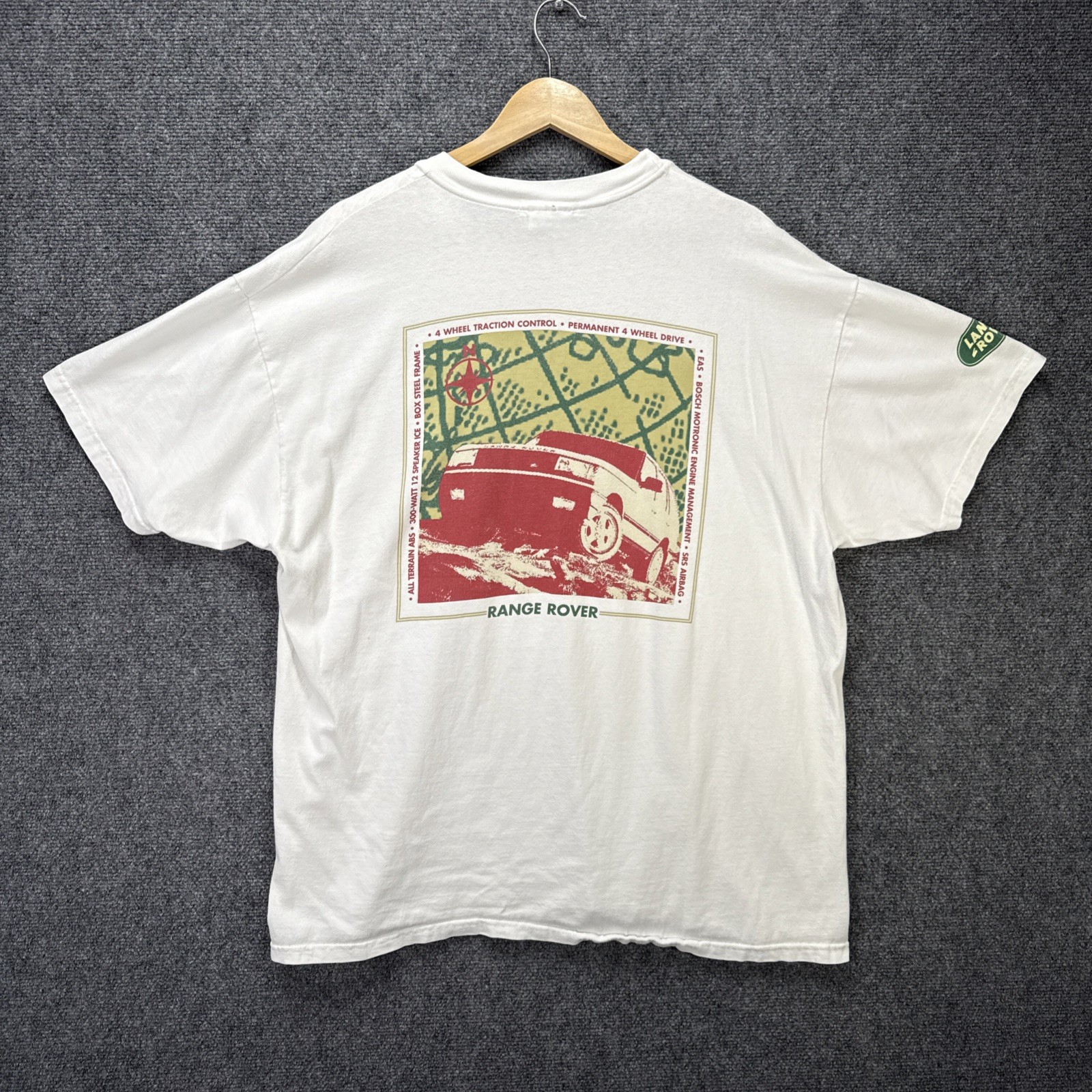 Vintage Land Rover Shirt Mens XL White 90s Safari Outdoors Nature Portrait Art gallery