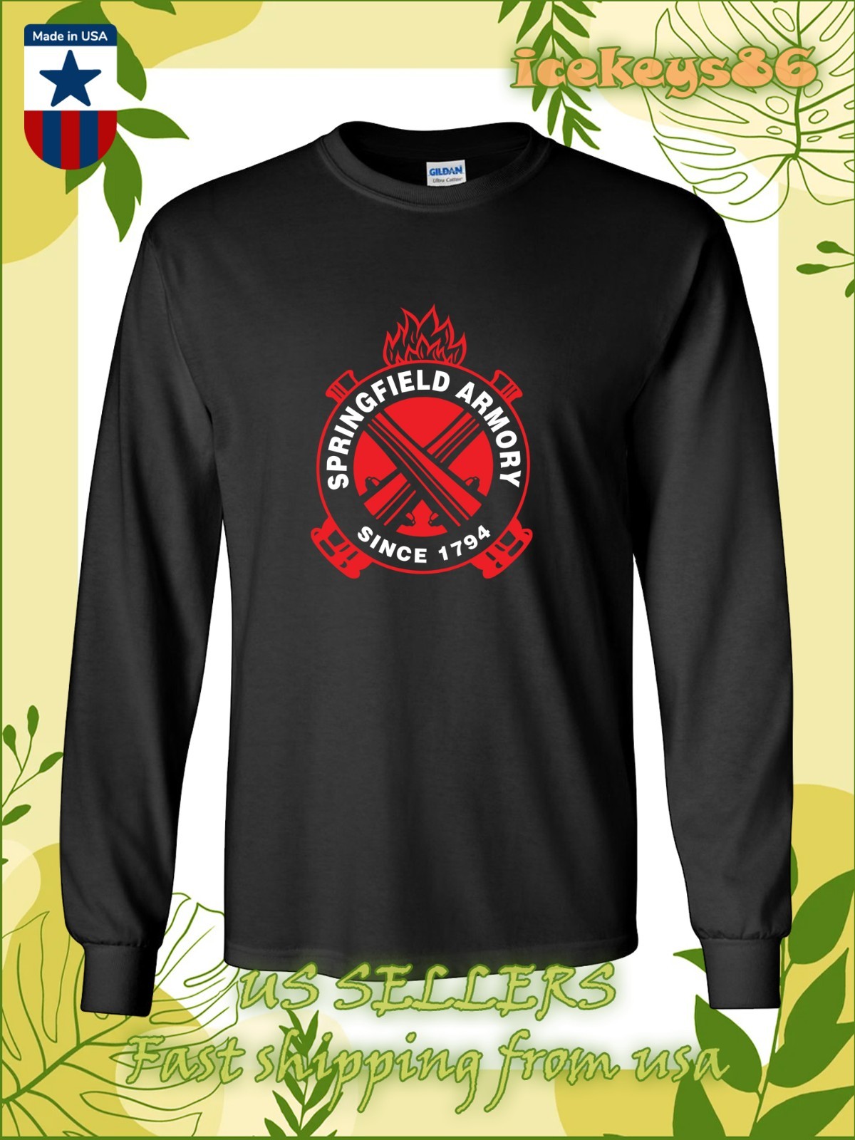 Springfield Armory Since 1794 Men’s Long Sleeve T-Shirt American Size T-Shirt