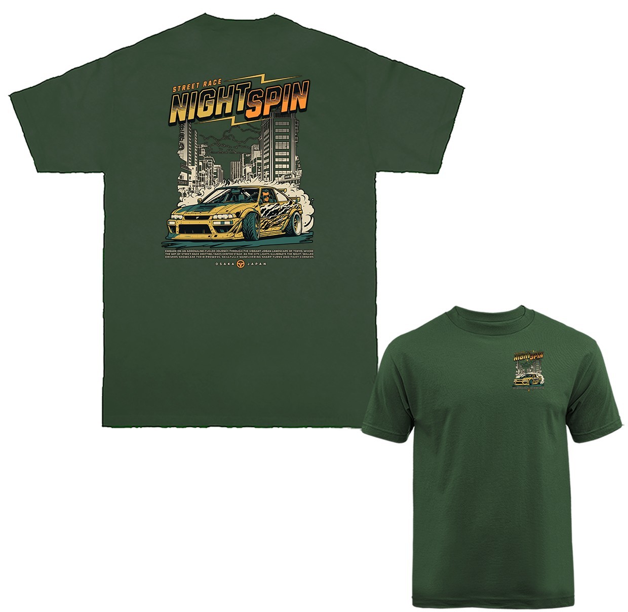 Night Spin Street Racing Imported Tuned Custom JDM Sports Car T-shirt gallery
