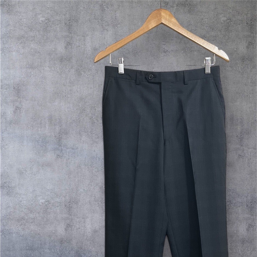 Paul Smith Wool Cashmere Blend Trousers Black Purple Check Size L Japan