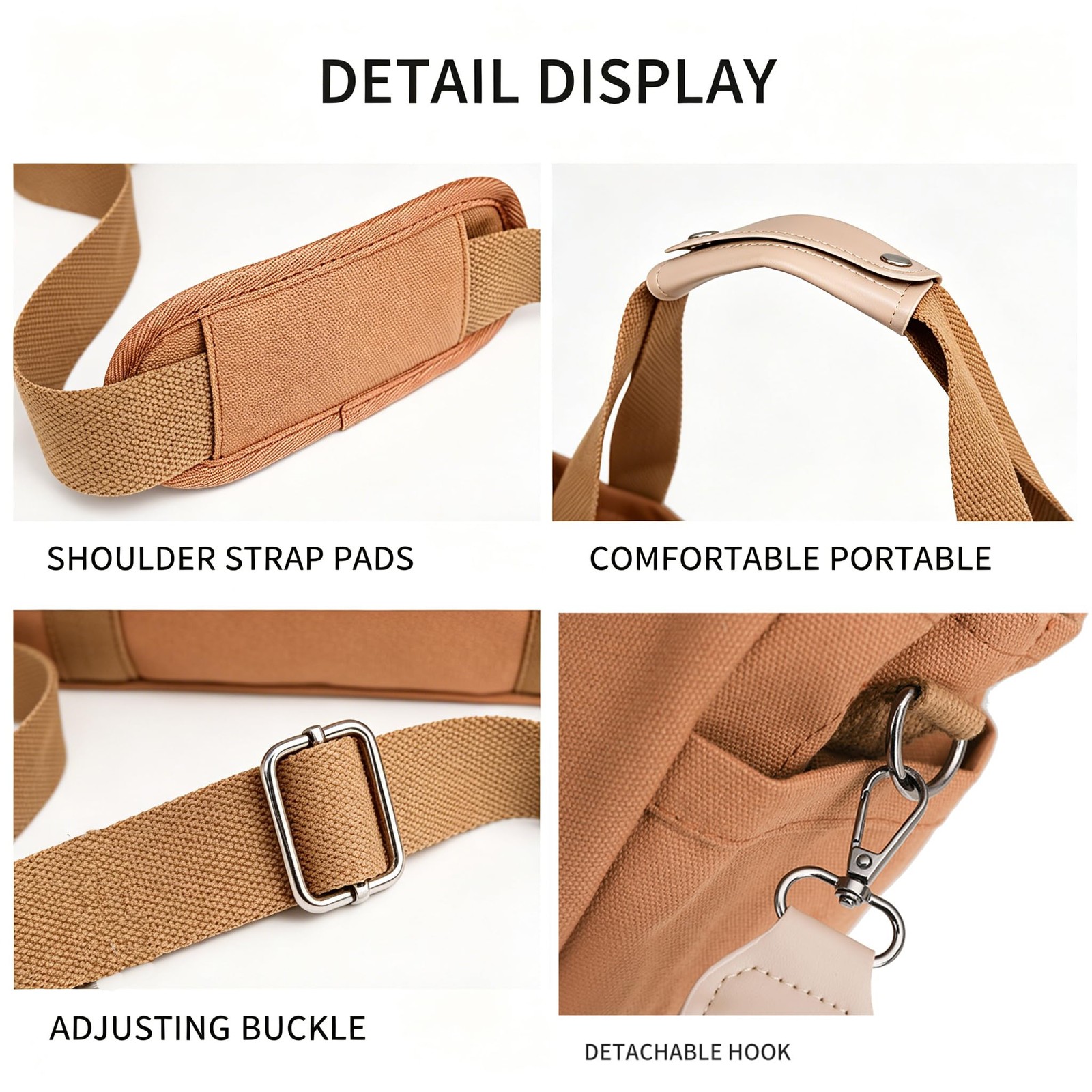 Canvas Crossbody Tote Bag for Women Laptop Work Handbag Shoulder Messenger Ba... gallery