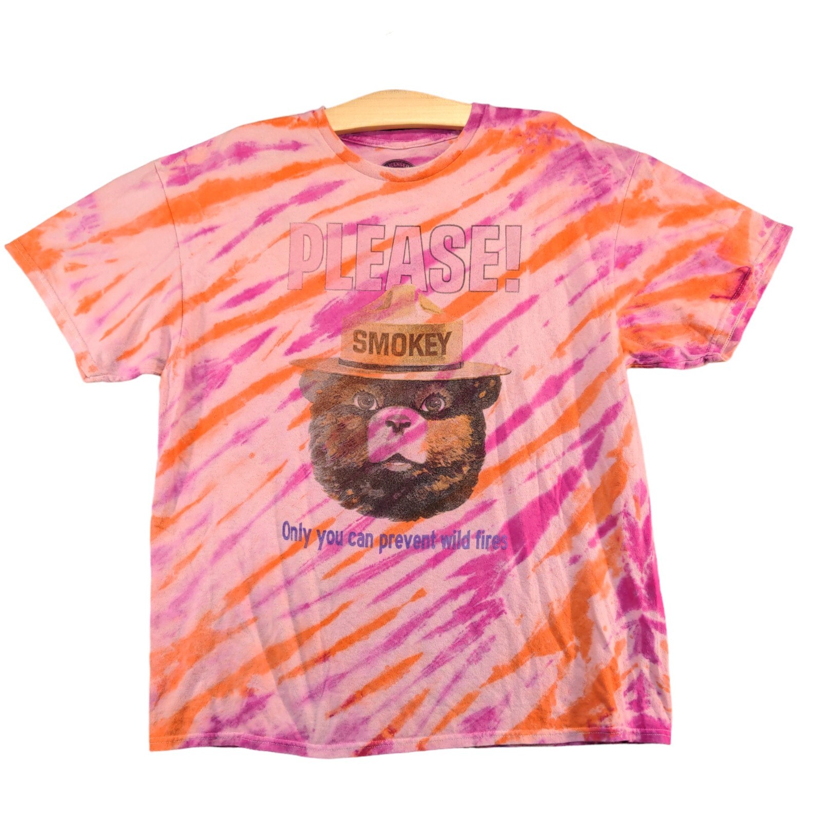 Smokey The Bear Men’s Only You Can Prevent Wildfires Tie Dye T-Shirt Large Multi