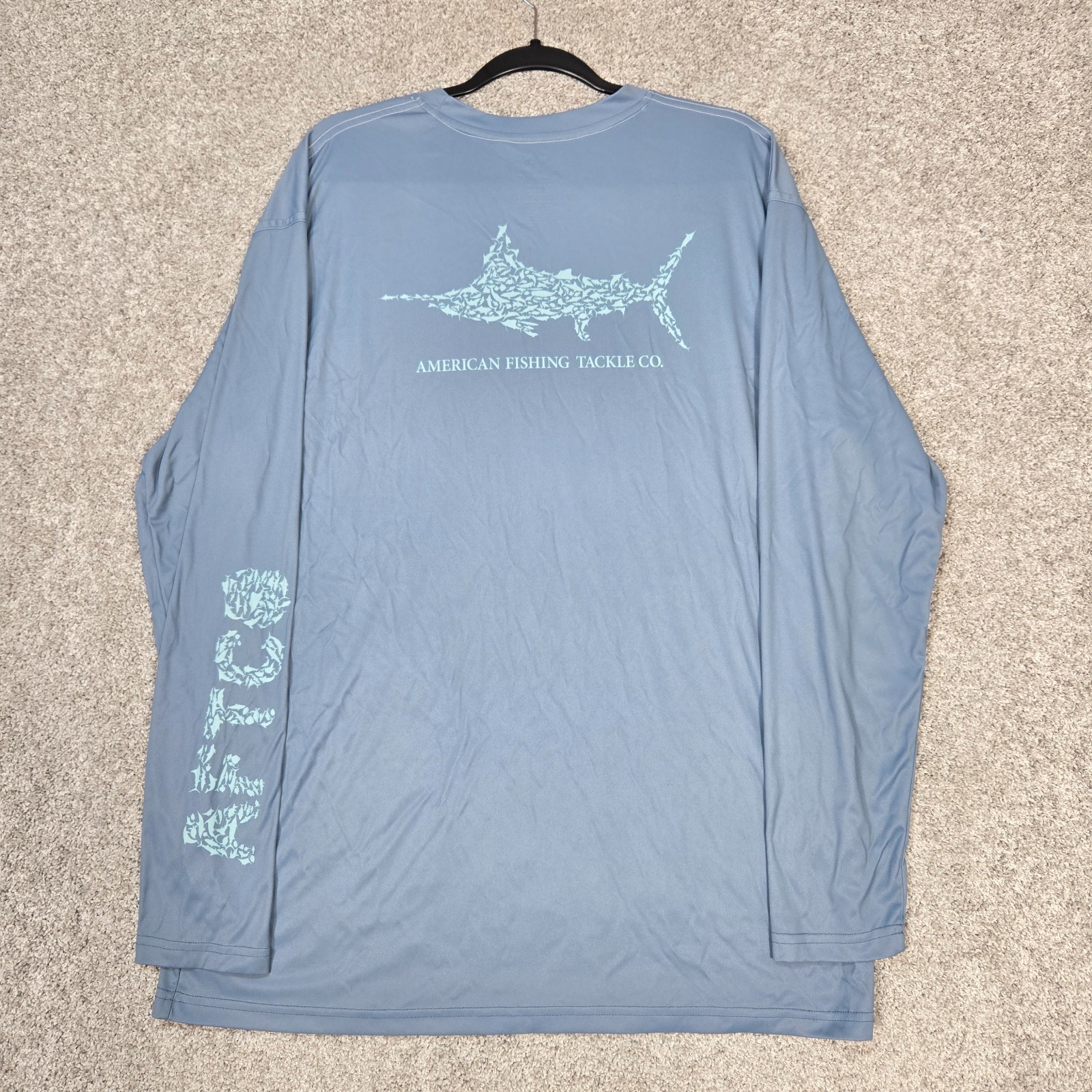 AFTCO Fishing Shirt Mens XL blue Long Sleeve Performance Graphic print stretch gallery