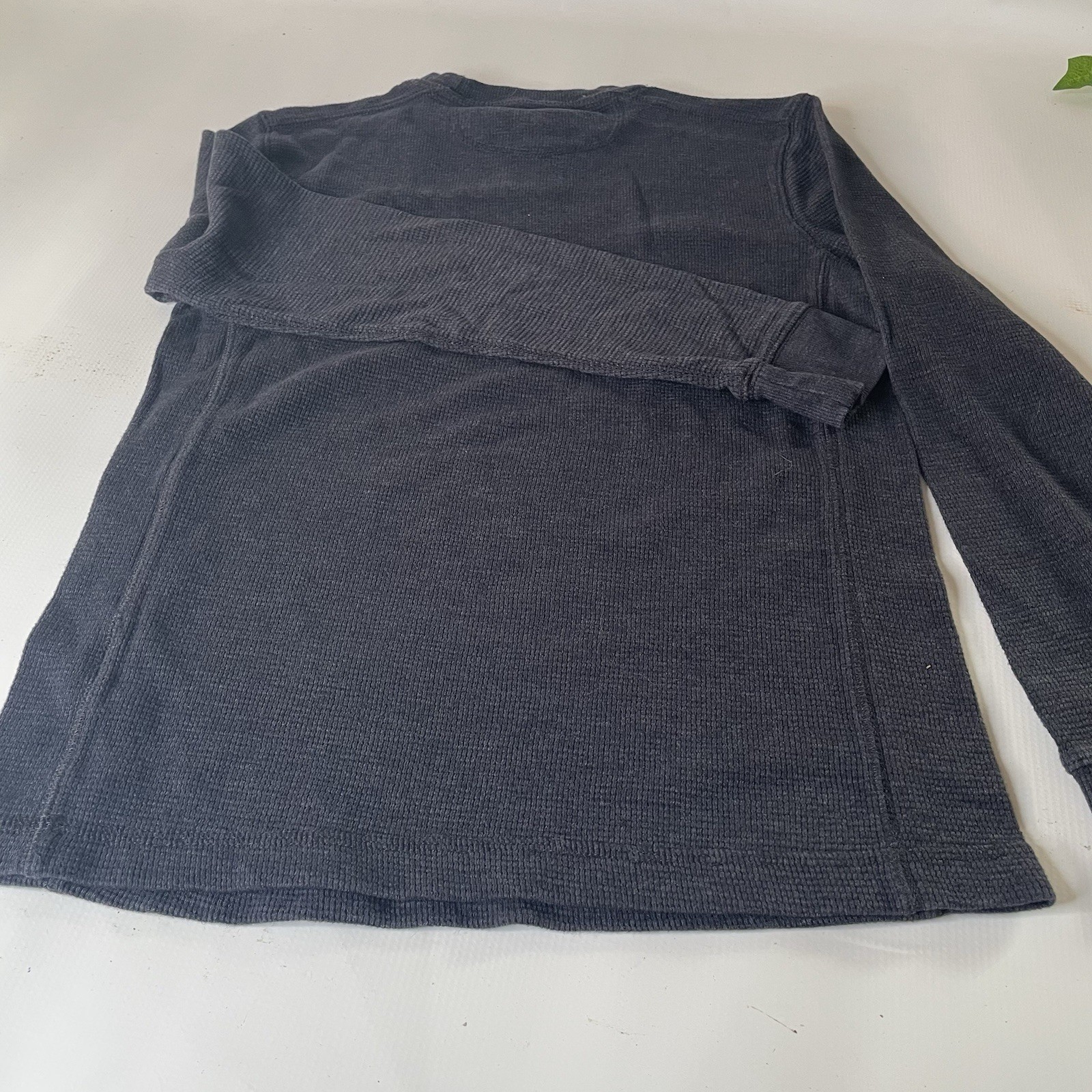 Eddie Bauer Men's Blue Waffle Knit Long Sleeve Crew Neck Logo T-Shirt Size S gallery