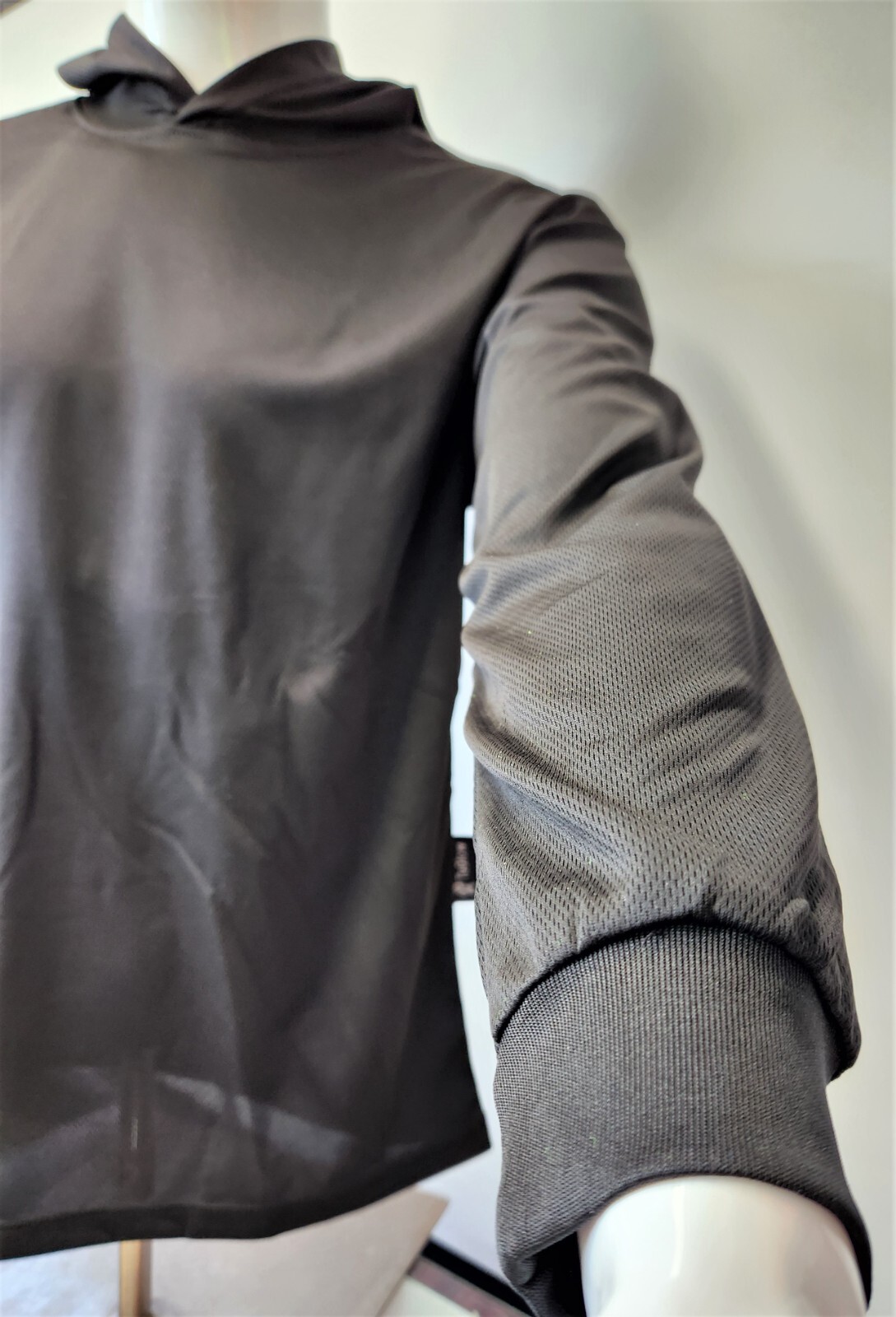 Black Long Sleeve Safety Shirt With Hoodie, Quick Dry Polyester Birdeye mesh gallery