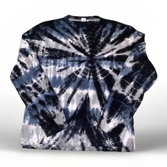 Reverse Threads Mens Tie Dye Blue White Long Sleeve Cadual Pull On Shirt L