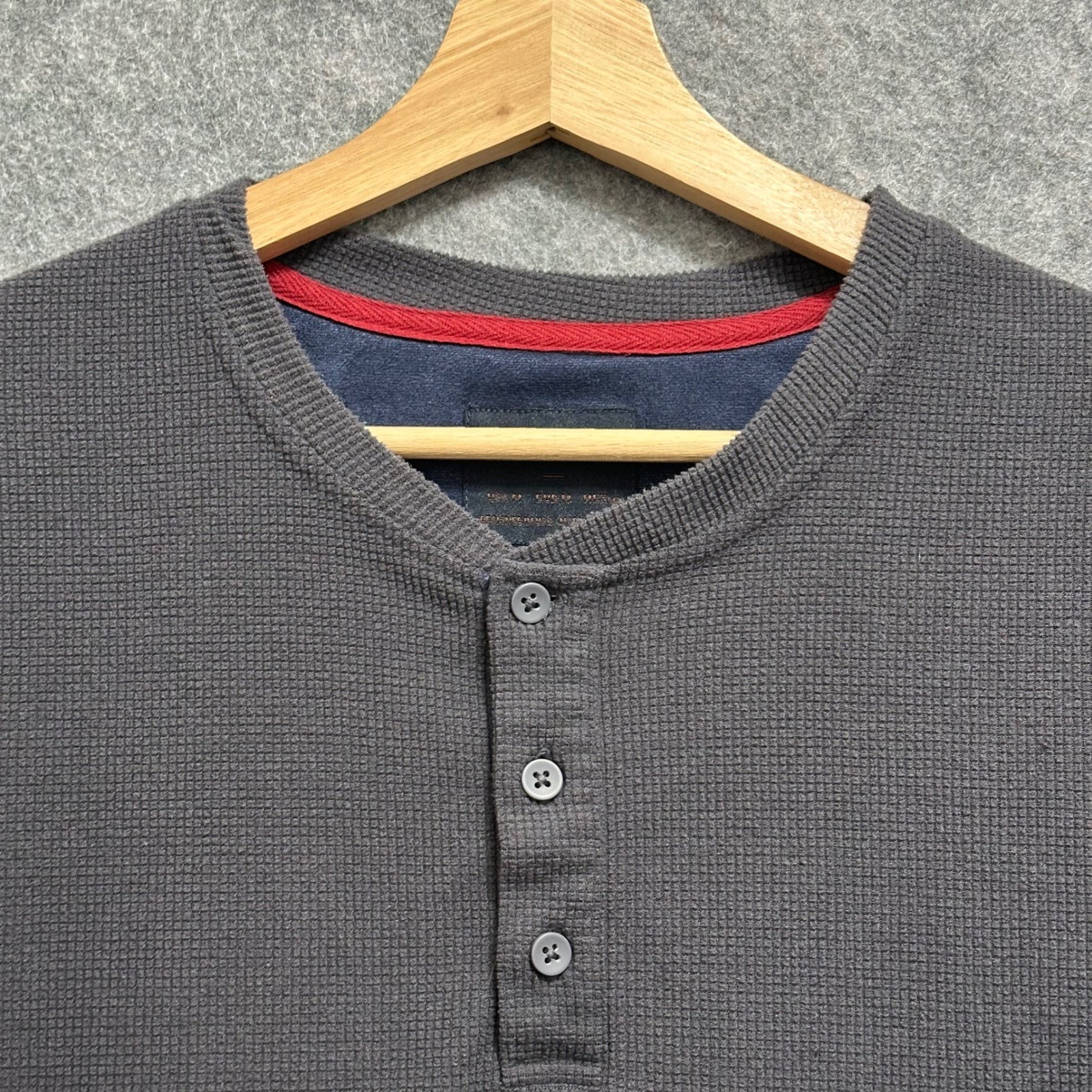 Nomad Henley Shirt Mens Medium Gray Waffle Knit Long Sleeve Casual Pullover gallery