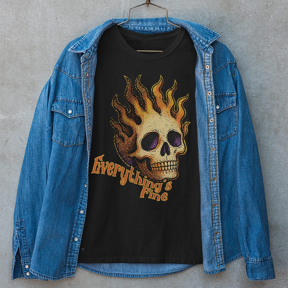 Vintage Everything Is Fine Skull Unisex T-shirt | Skull Lover Gifts for Men gallery