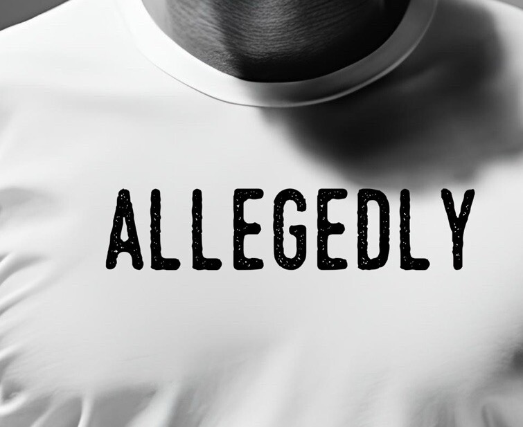 “Allegedly” Screen printed 100% cotton T-shirt hand made California Size L gallery