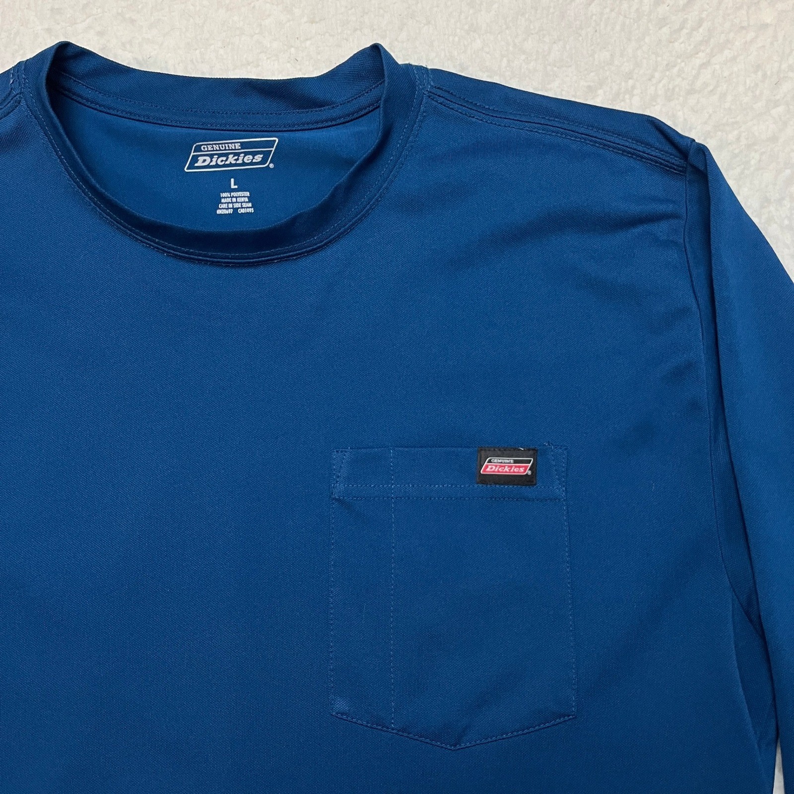 Dickies Shirt Mens Large Blue Genuine Long Sleeve Pocket Performance Tee 5940