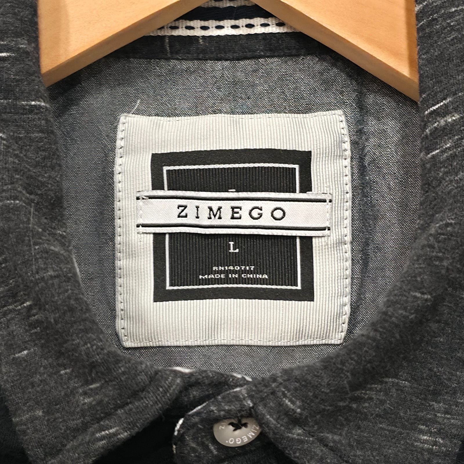 Zimego Mens Black Long Sleeve Pullover Quarter Button Flip Cuff Shirt Size Large gallery