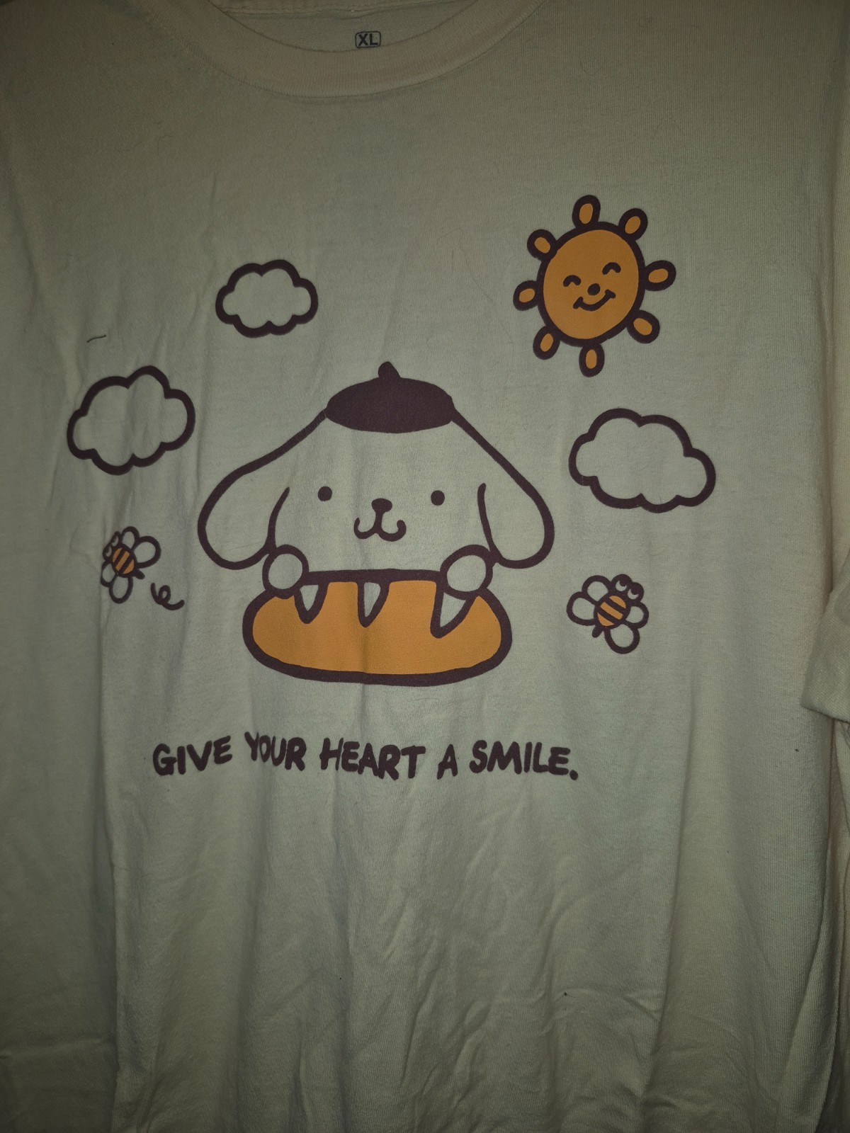 Ripple Junction Sanrio Pompompurin Baguette Yellow Tee Shirt Size XL gallery