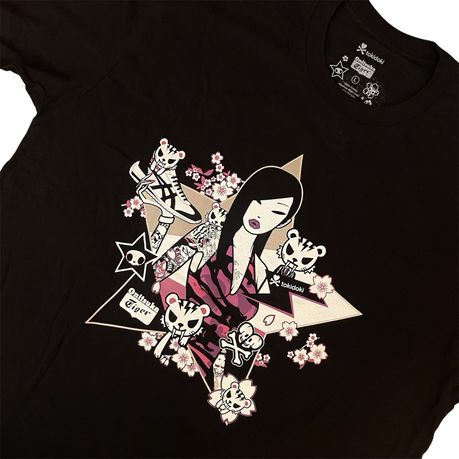 Tokidoki x Onitsuka Tiger Tattoo Star Girl Sakura Shirt Men’s Large Tee Rare NWT gallery