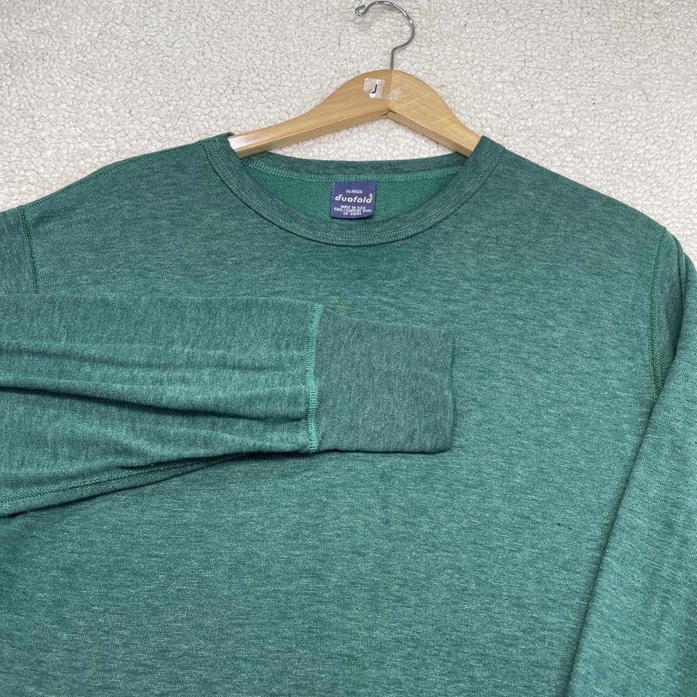 Duofold Mens XL Hunter Green Wool Blend Thermal Base Layer Shirt Made in USA