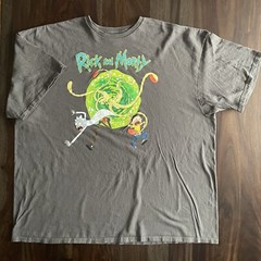 Rick and Morty Jumping Thru Portal Graphic Print Shirt Adult Men’s 3XL Gray