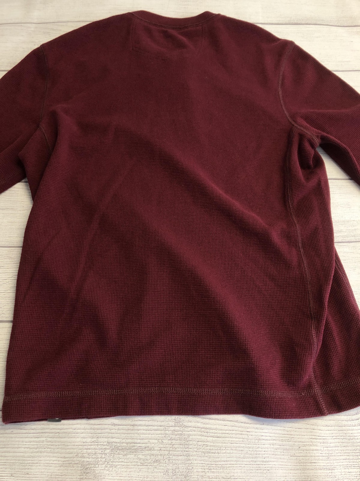 Eddie Bauer Henley Shirt Mens Medium Red Thermal Waffle Long Sleeve Tagless Tee gallery