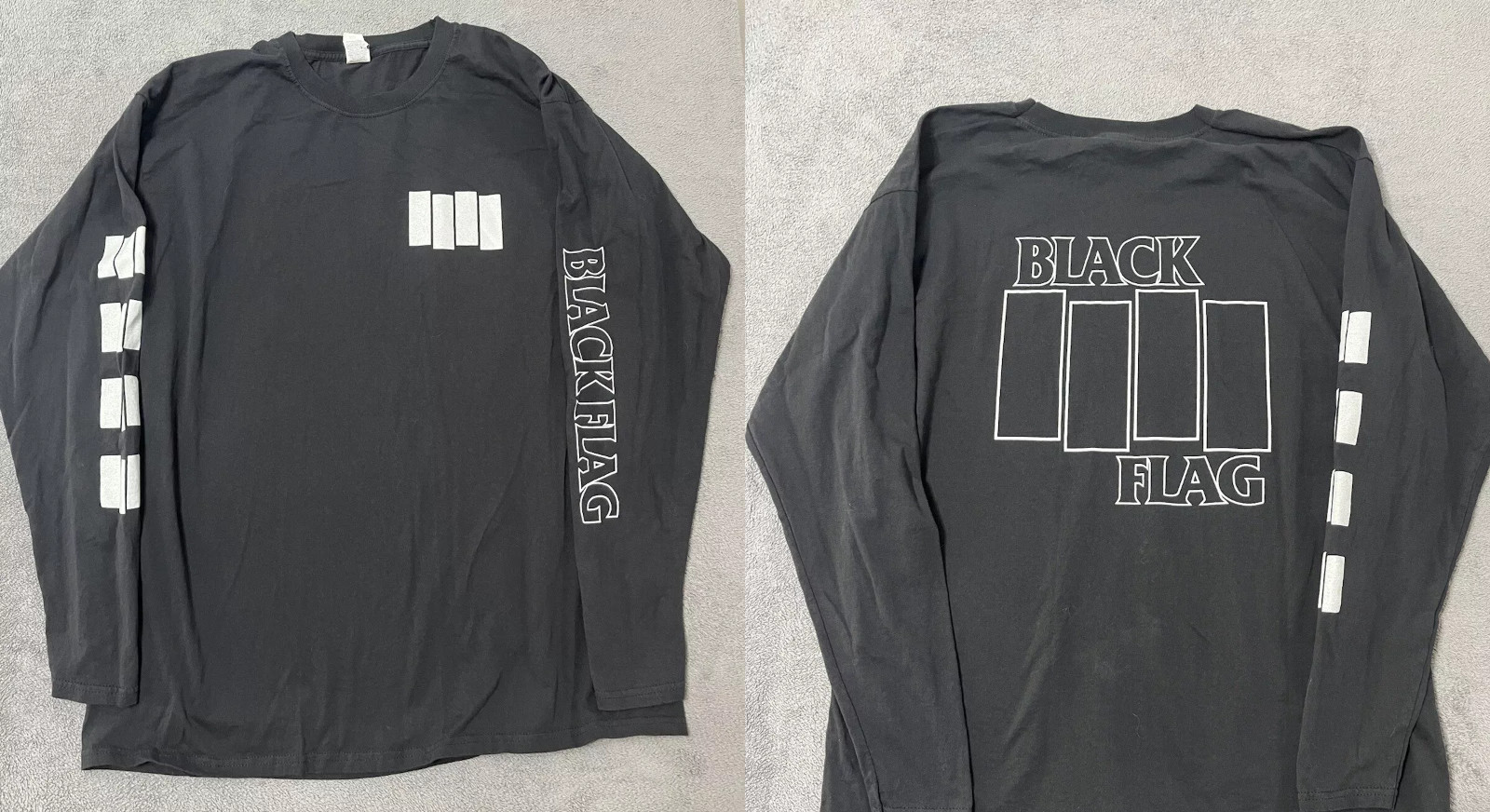 Black Flag Long Sleeve Double Sided T Shirt Full Size S-3XL