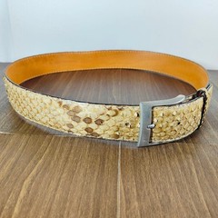 【intage Python】Luxury Python Leather Dress Belt, Made in Italy