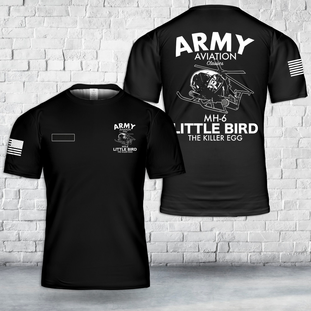 Custom Name US Army MD Helicopters MH-6 Little Bird 3D Shirt Full Size S-5XL