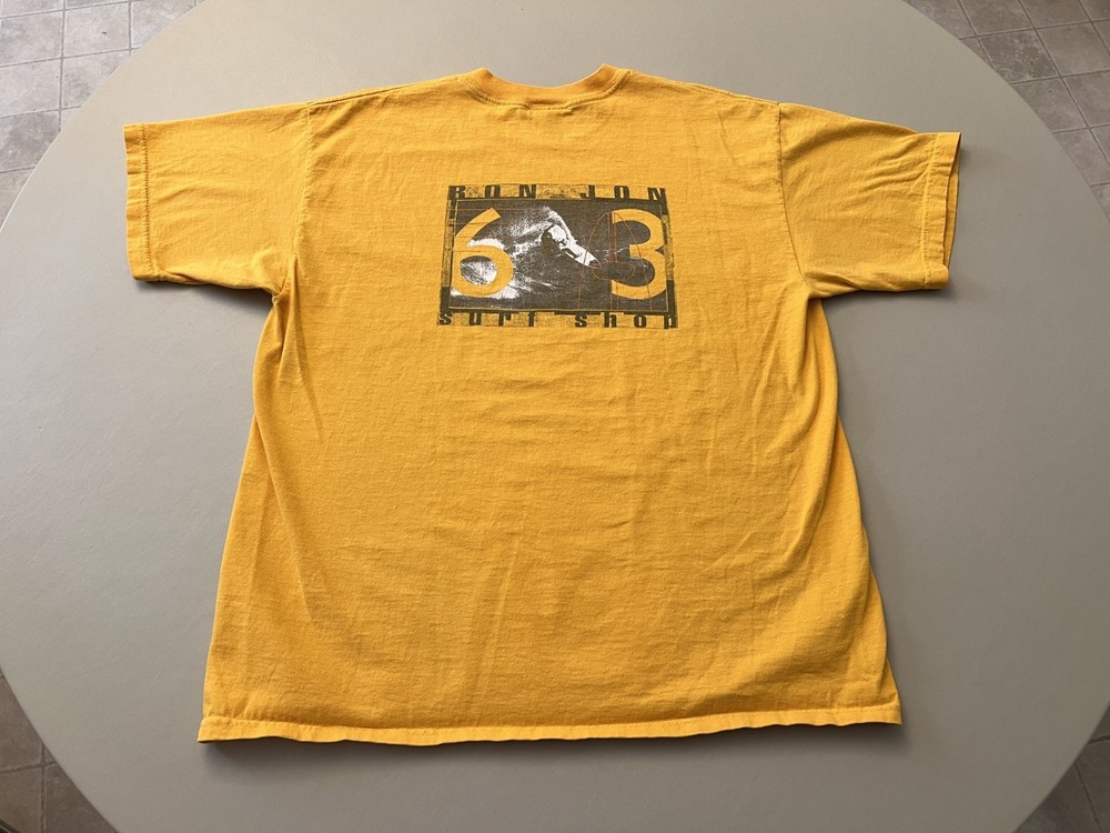 Vintage Ron Jon Surf Shop 63′ – Black & White Photo Back : Yellow T-Shirt – XL