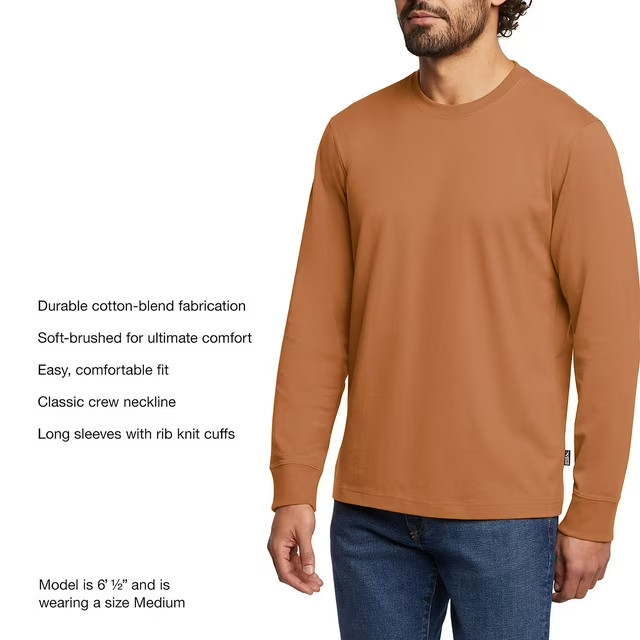 Eddie Bauer Men's Long Sleeve Crewneck T-Shirt Size XL Orange gallery