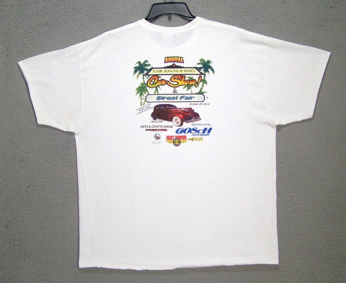 Four Seasons Shirt Adult 2XL XXL White Graphic Hemet Car Show Short Sleeve Mens gallery
