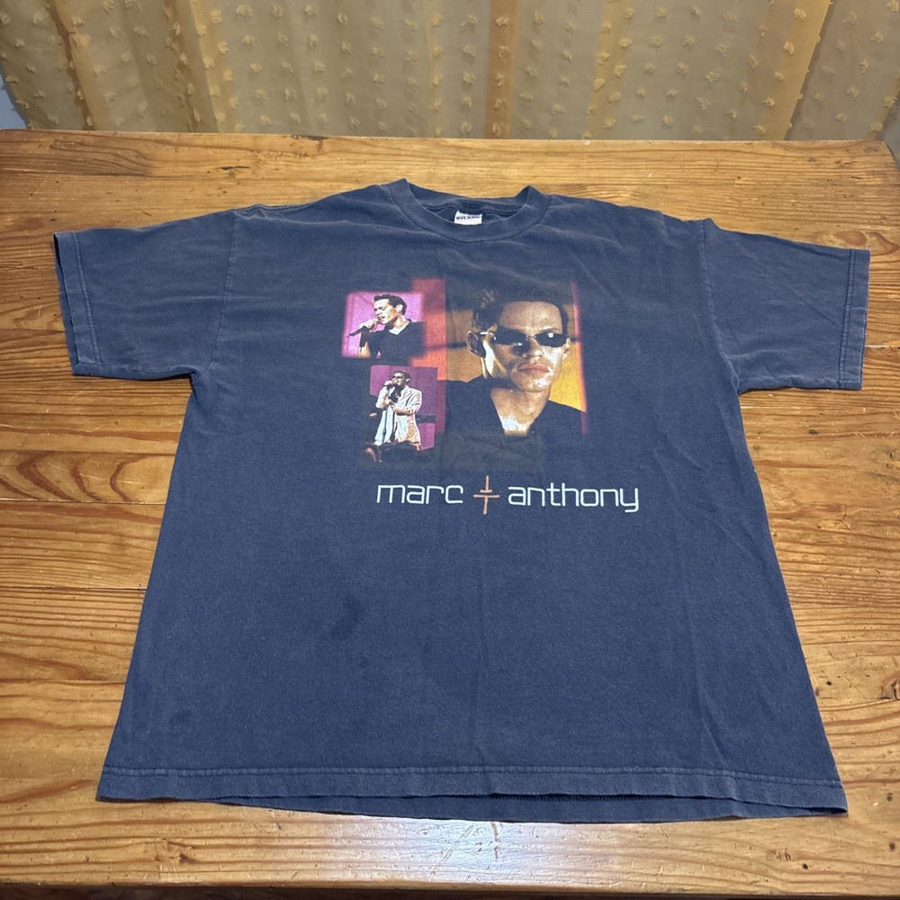 Vintage Y2K 2002 Marc Anthony Band Concert Salsa Face Tour Shirt XL Latin
