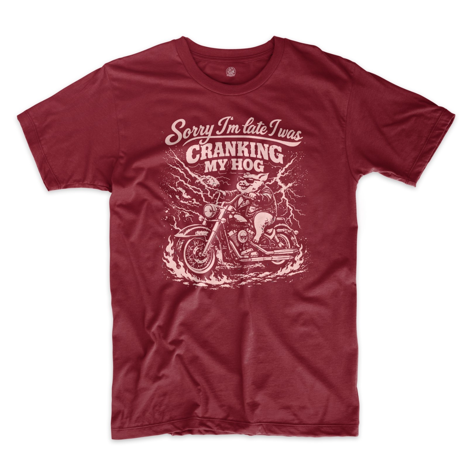 Sorry I’m Late I Was Cranking My Hog Shirt Funny Biker Meme Motorcycle Tee gallery
