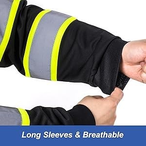 Hi Vis Class 3 T Shirt Reflective Safety Black Long Sleeve HIGH Visibility 39... gallery
