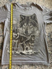 DOM Gray Wolf Graphic Print Crew Neck Tagless T-Shirt Unisex Short Sleeve S