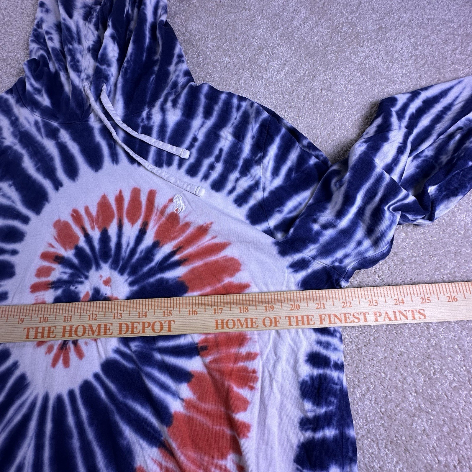 Polo Ralph Lauren Hooded T Shirt Mens L Red White Blue Tie Dye Long Sleeve Tee gallery
