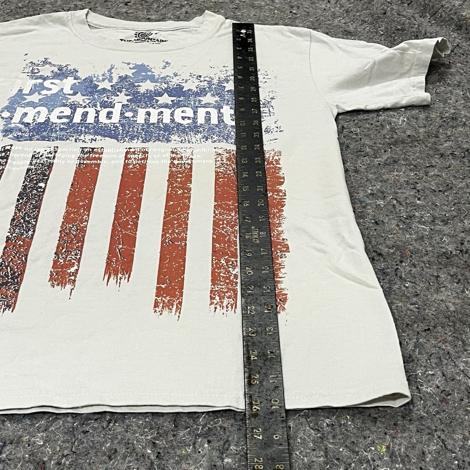 The Mountain First Amendment T-shirt, USA Flag, 100% Cotton, White, Small Eco gallery