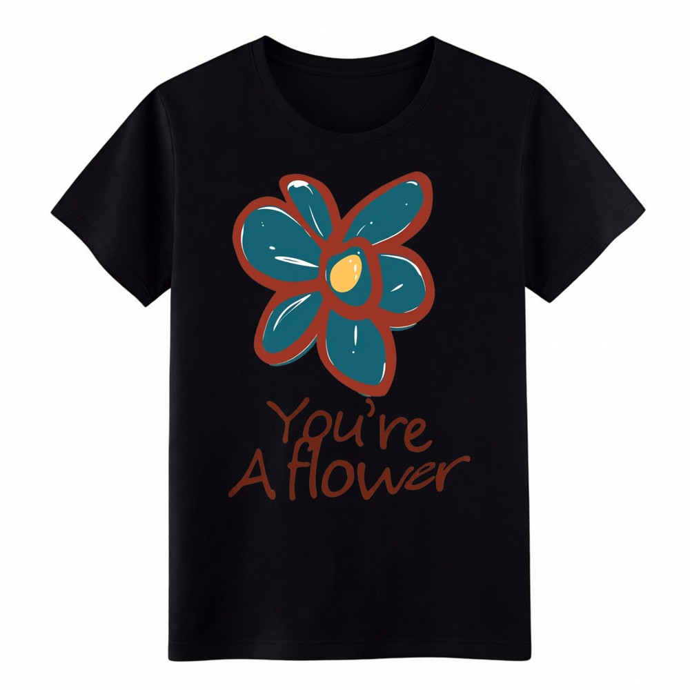 Whimsical Floral “You’re A Flower” Graphic Tee Casual Boho T-Shirt