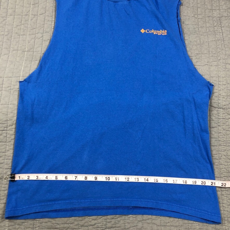Columbia T Shirt Men Large Blue PFG Graphic Logo Fishing Gear Muscle Sleeveless gallery