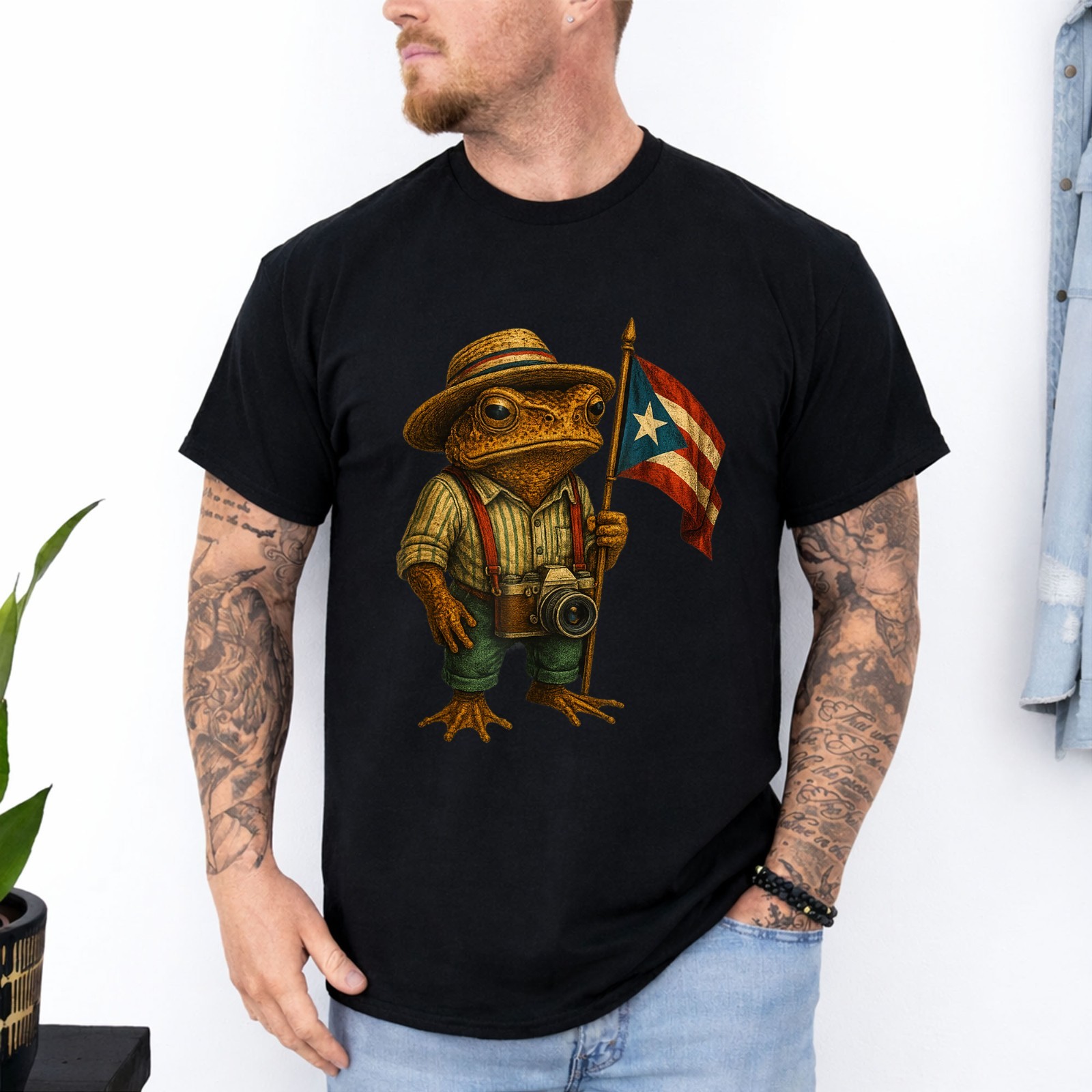 Coqui Frog Puerto Rico Puerto Rican Flag Taino Boricua T-Shirt