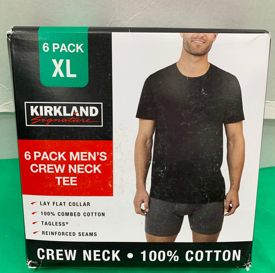 Kirkland Signature Men’s Crew Neck Tee 6-Pack 100% Combed Cotton Black XL gallery
