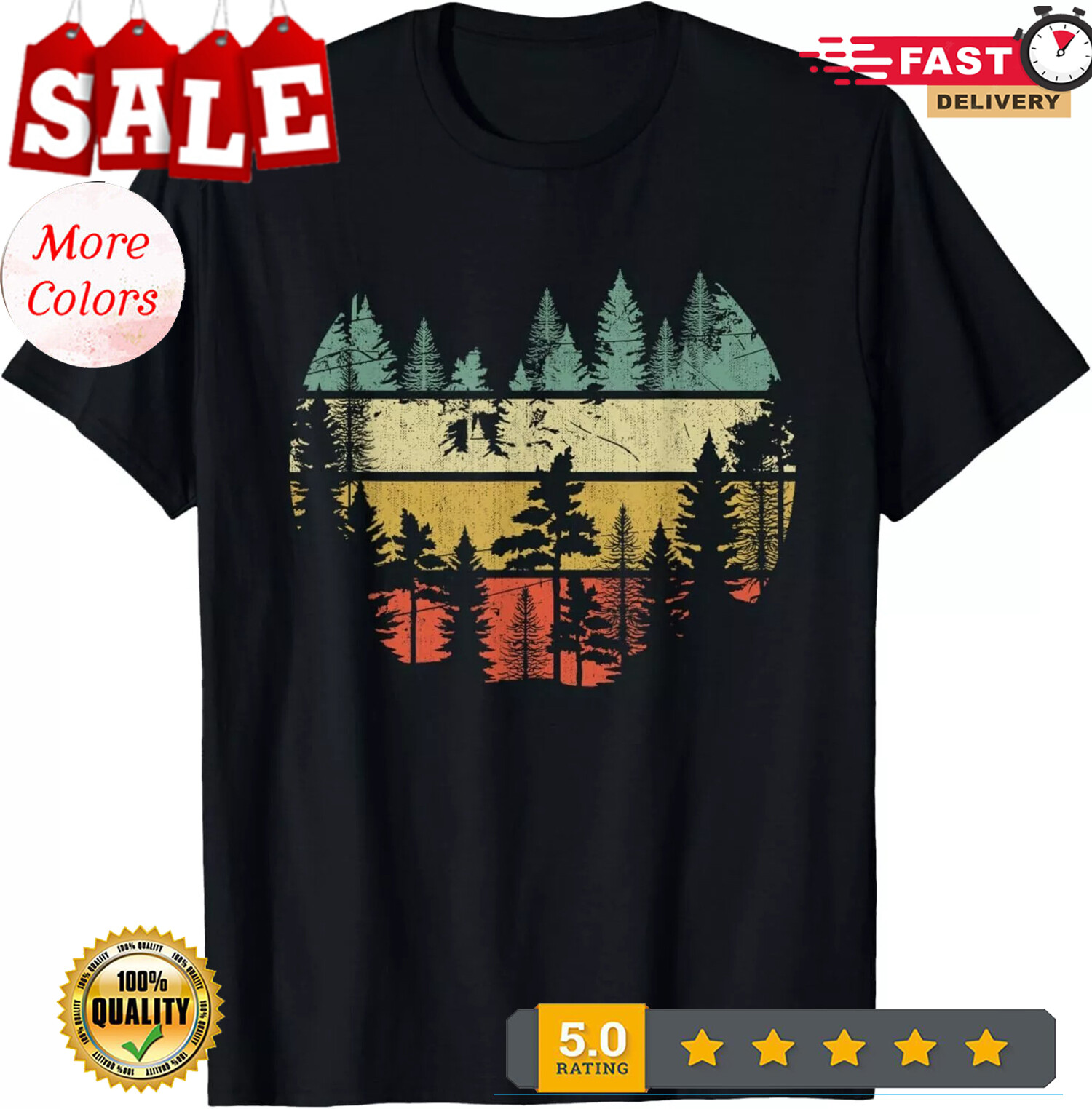 2025/Wildlife Trees Outdoors Nature Retro Forest Sleeveless Tee Gift Unisex T-Sh