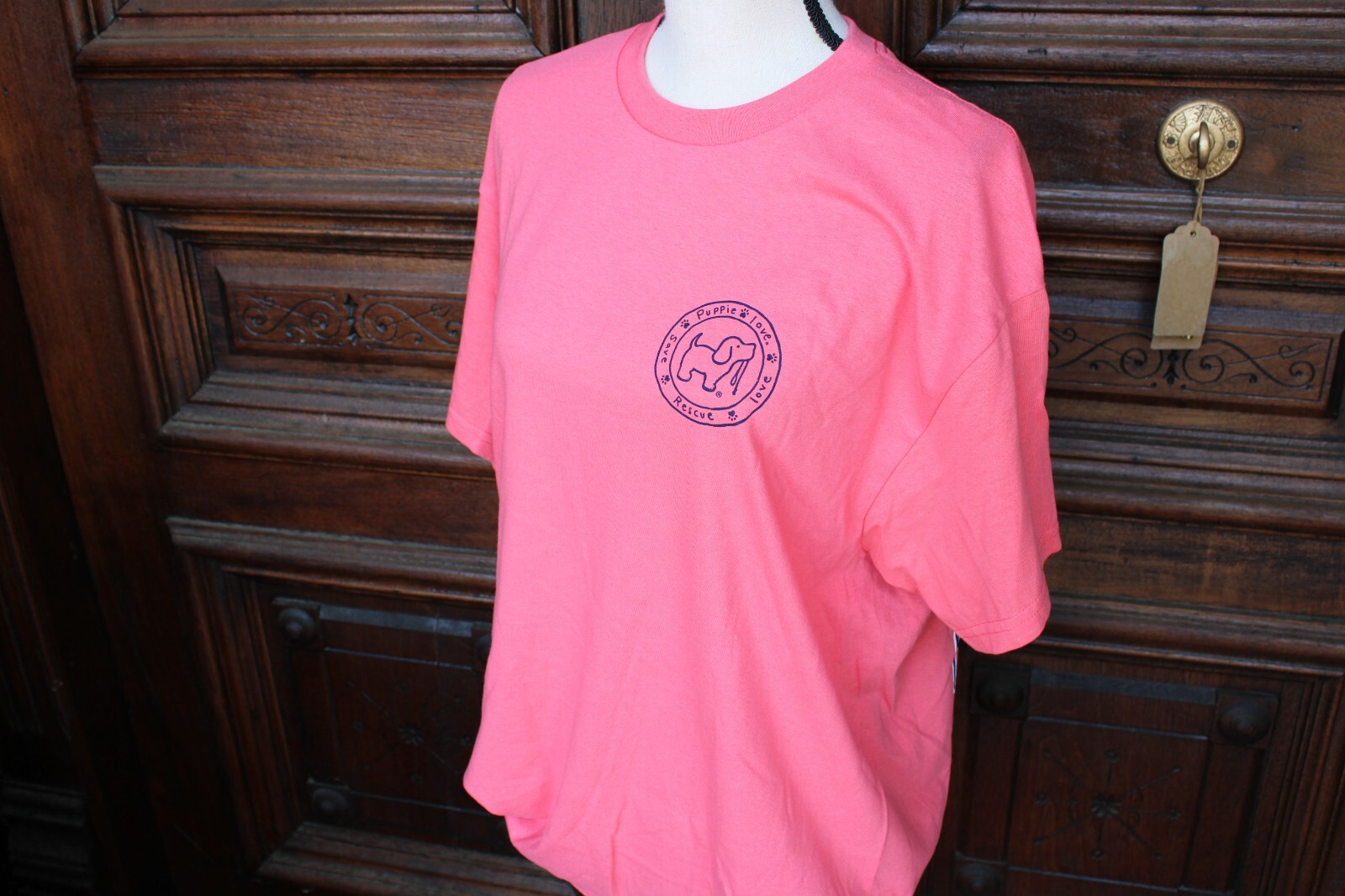 Puppie Love Flamingo Filled Dog Print Short Sleeve T-Shirt - Pink, NEW gallery