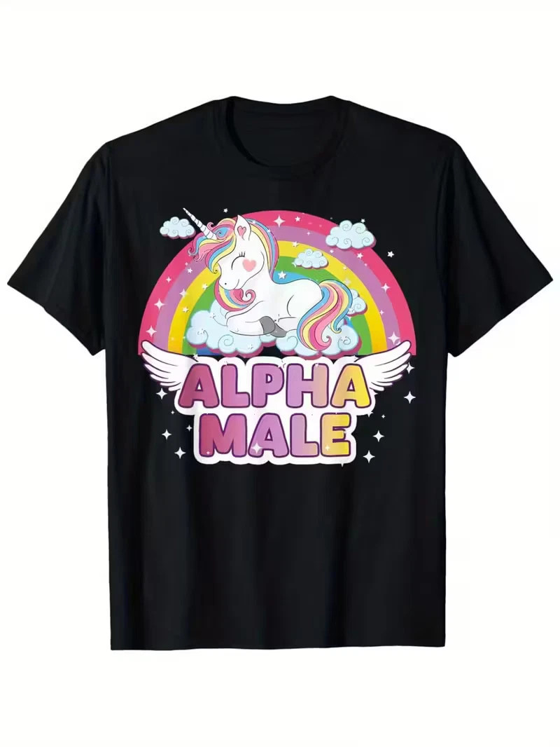 Alpha Male Unicorn T-Shirt , Funny Ironic Humor Meme , Rainbow gallery