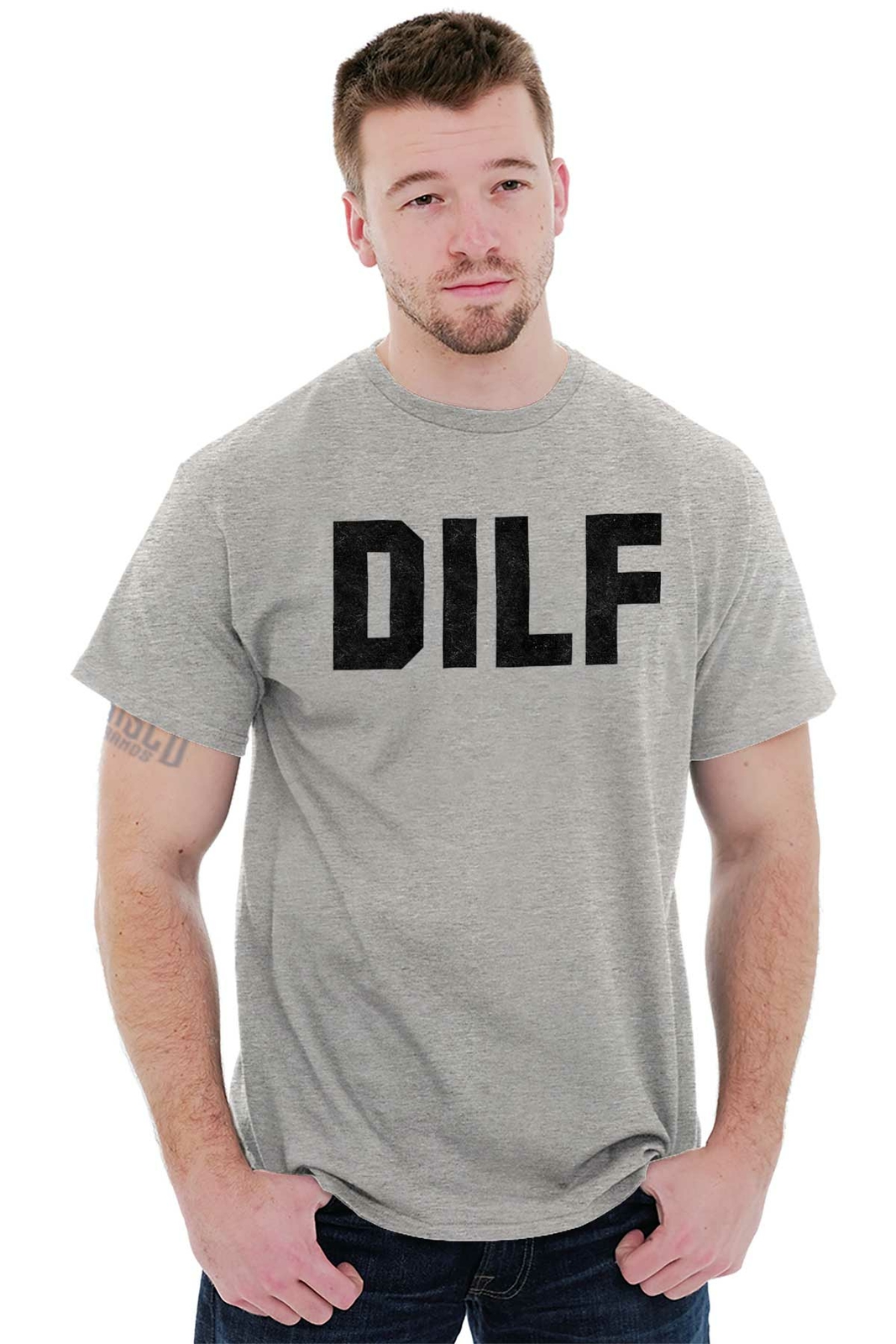 DILF Funny Crude Husband Graphic Novelty Mens Short Sleeve Crewneck Tee gallery