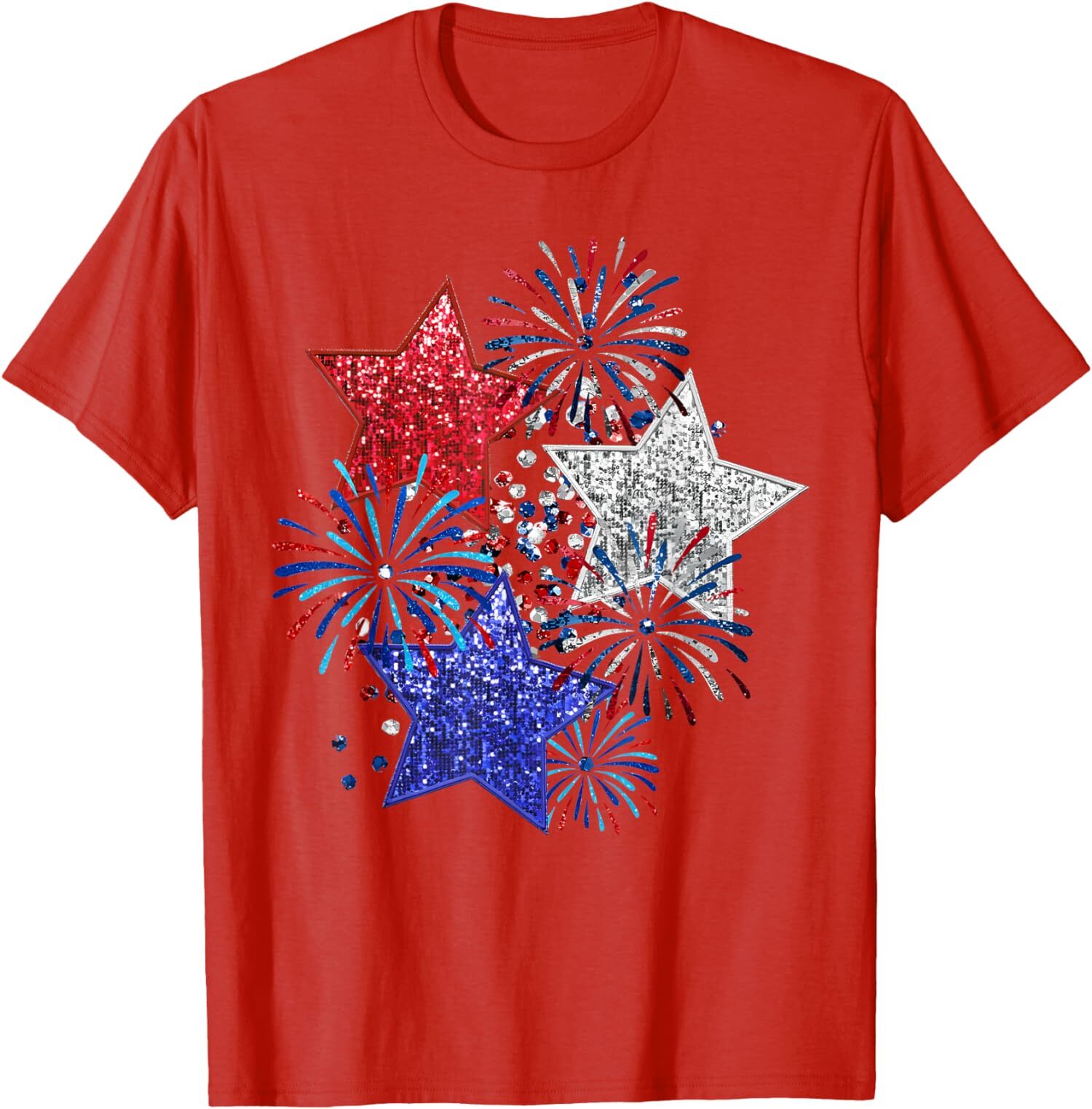 4th Of July Fireworks Stars Funny Cute Printed Design T-Shirt gallery